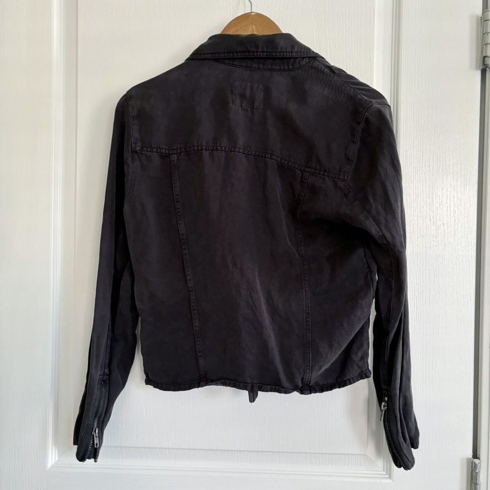 Rails Coal Grey Linen Blend Asymmetrical Zip Moto Jacket Small - Picture 5 of 9